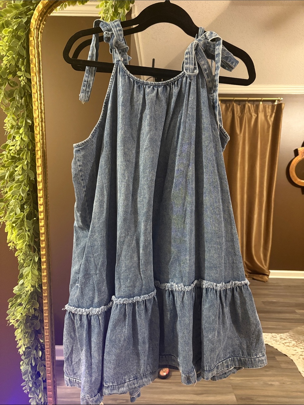 Denim Blue Tie-Shoulder Girls' Sundress